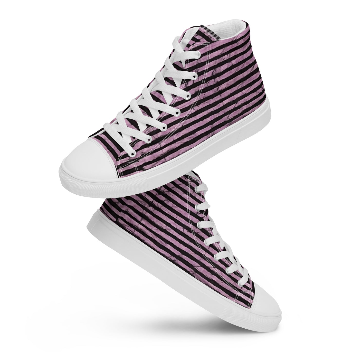 Pink Stripe Adire Women’s high top canvas shoes