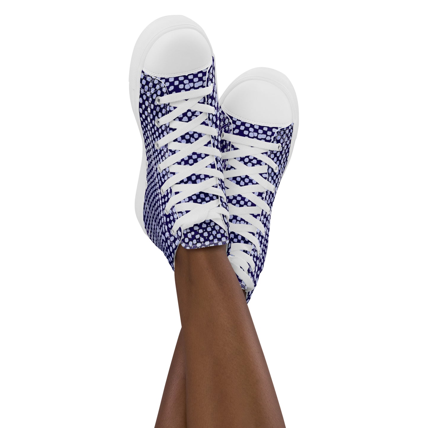 Purple & White Polka Dots Adire Women’s high top canvas shoes