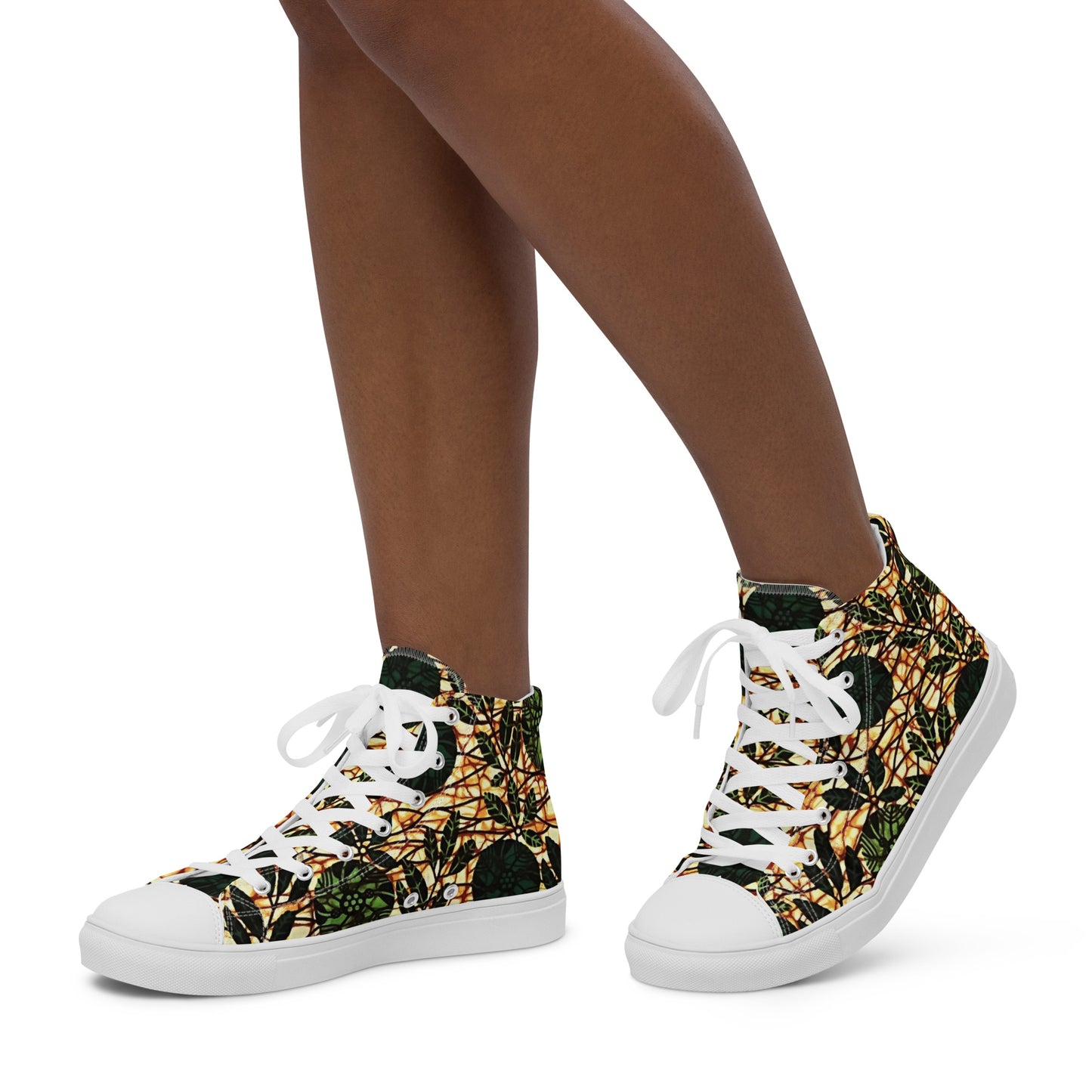 Green Leaf Wine Ankara Women’s high top canvas shoes