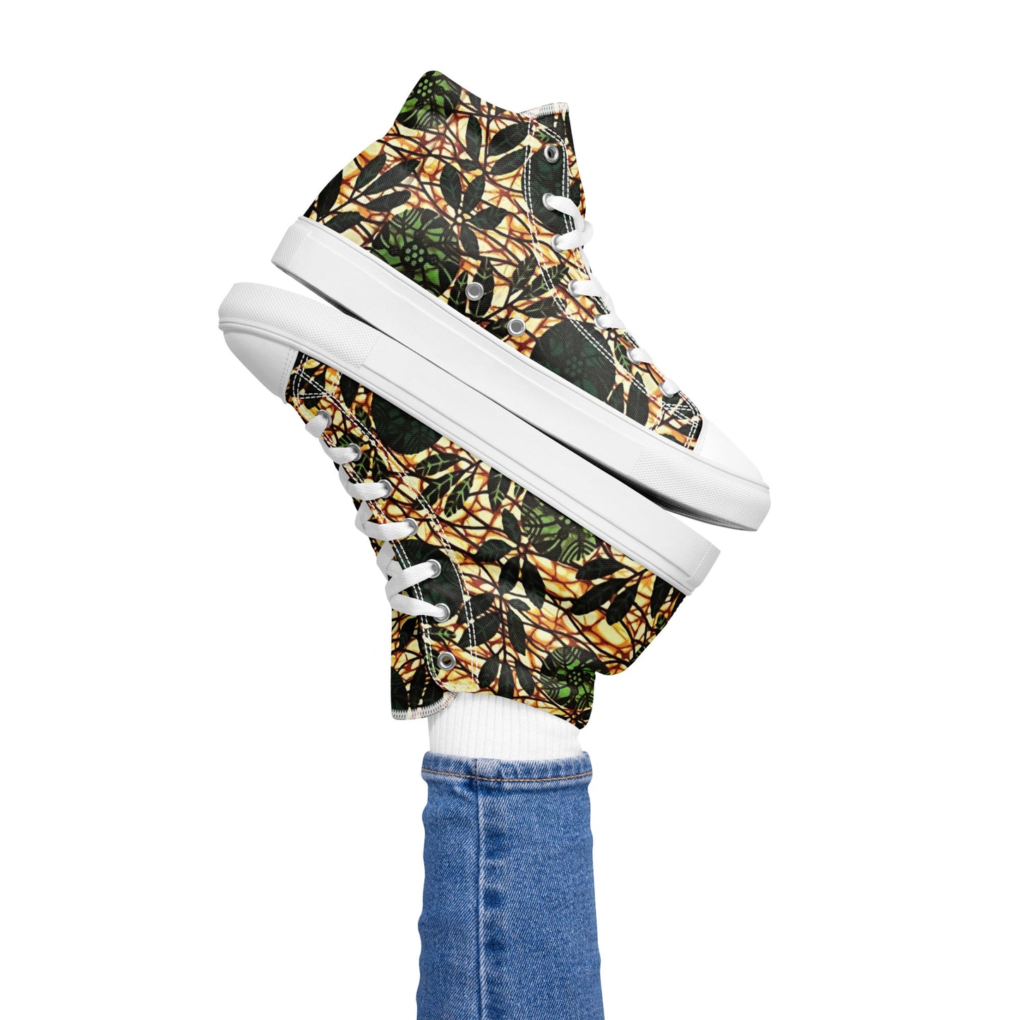 Green Leaf Wine Ankara Women’s high top canvas shoes