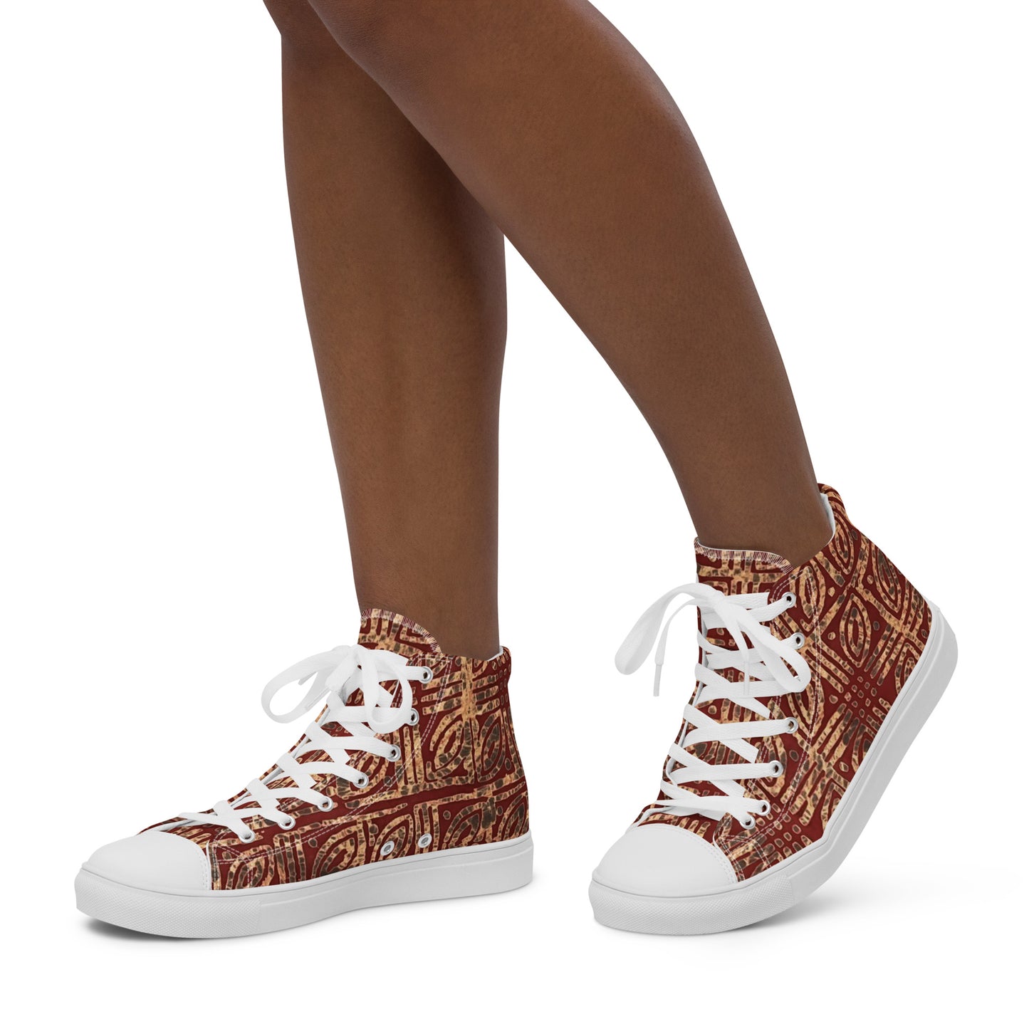 Copper And Gold Adire Women’s High Top Canvas Shoes