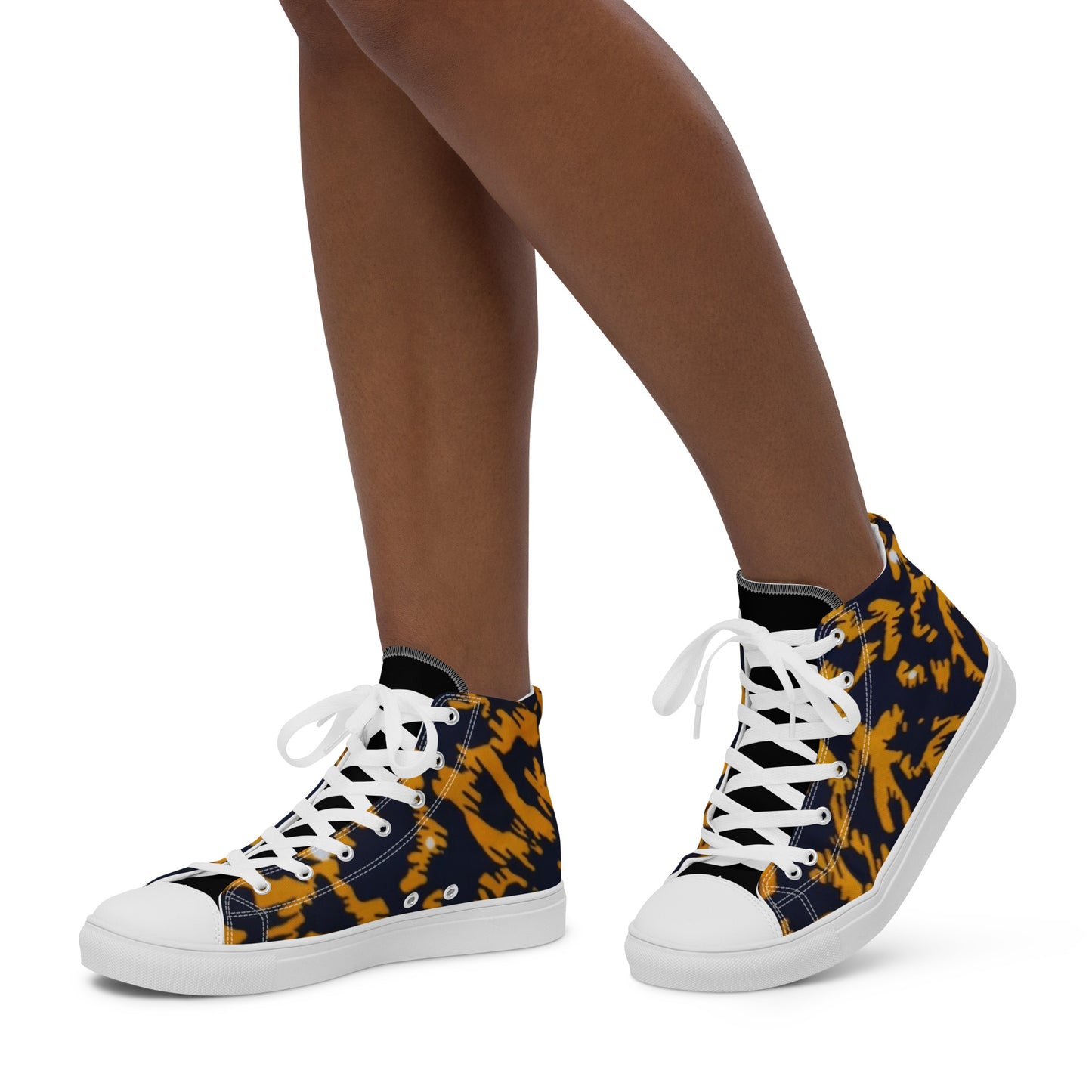 Yellow Leopard Ankara Women’s high top canvas shoes