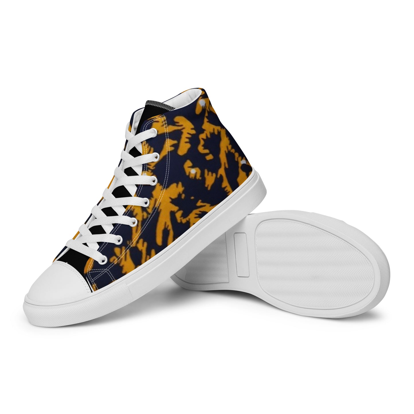 Yellow Leopard Ankara Women’s high top canvas shoes