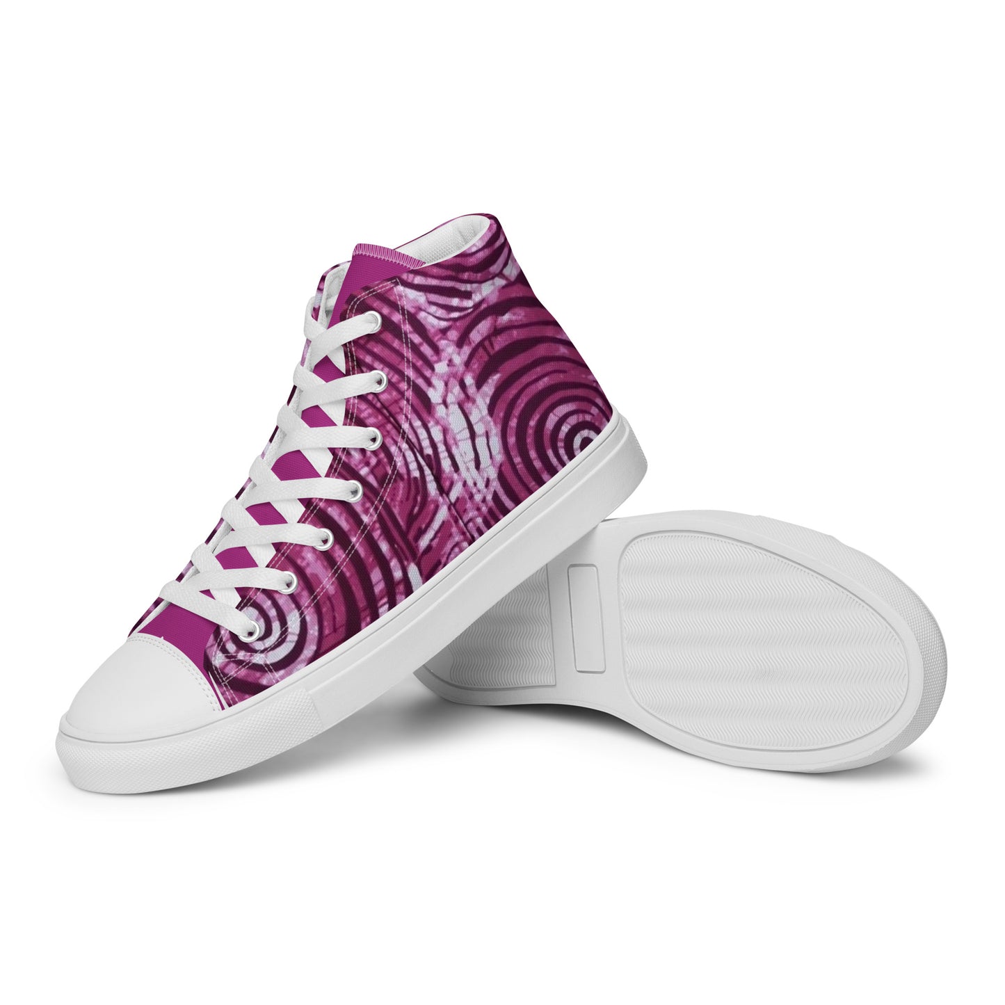 Pink Swirl Adire Women’s high top canvas shoes