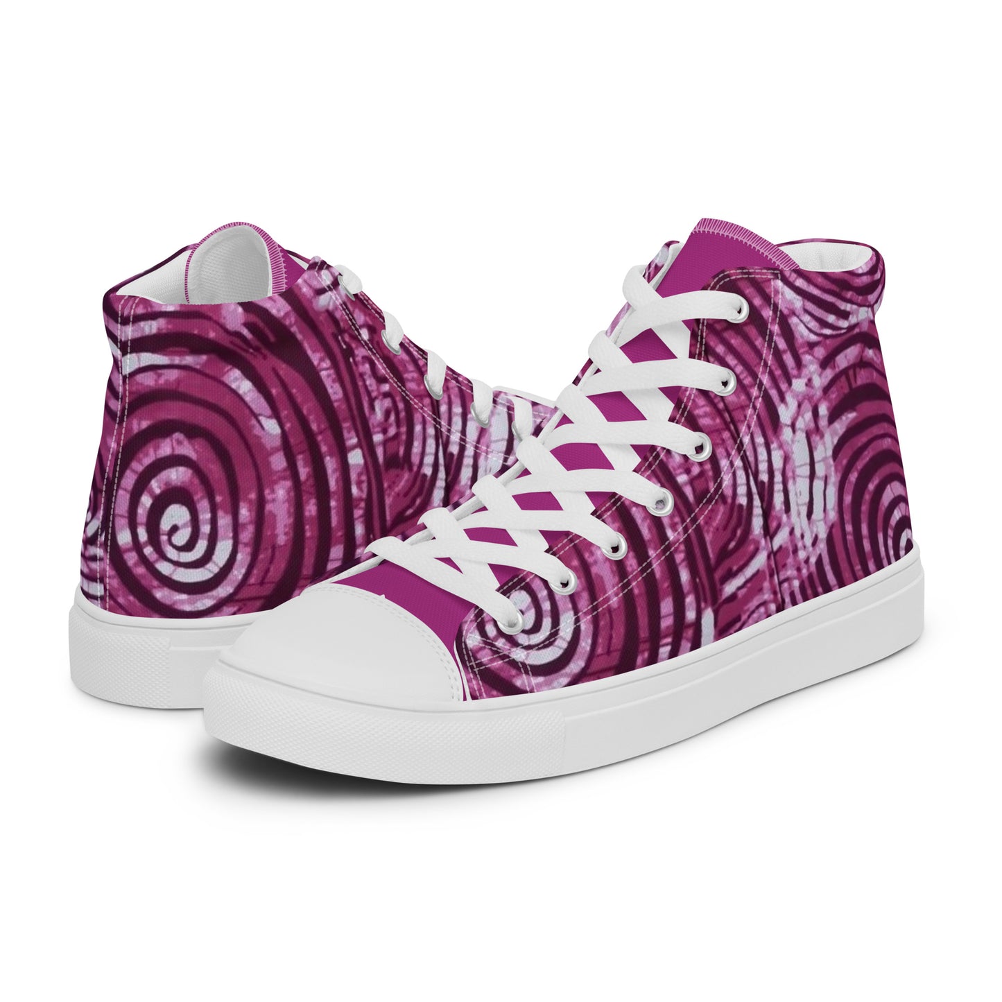 Pink Swirl Adire Women’s high top canvas shoes