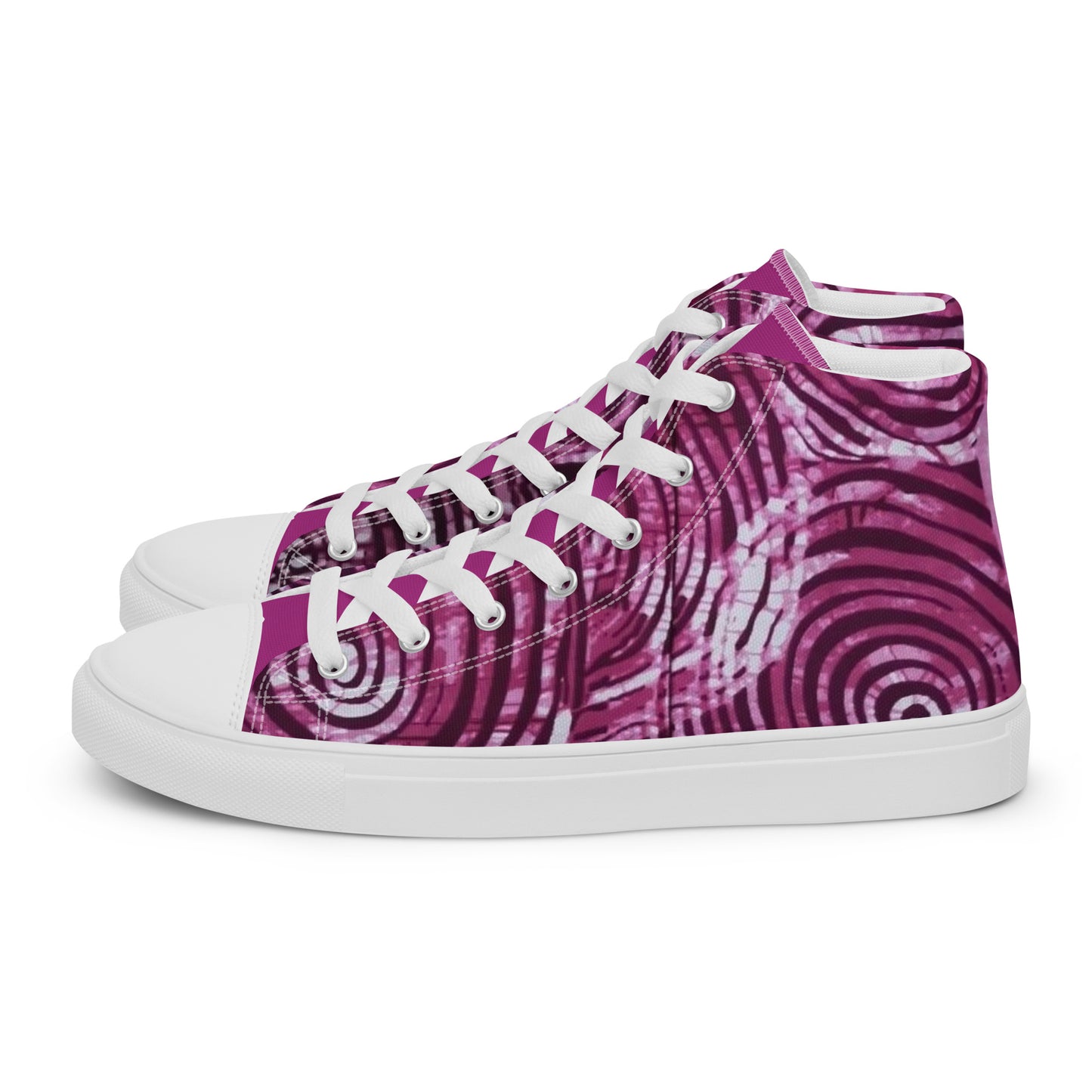 Pink Swirl Adire Women’s high top canvas shoes