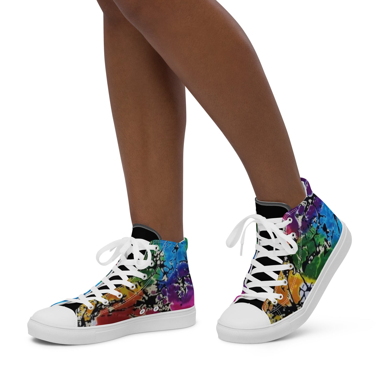 Multicolour Adire Ankara Women’s high top canvas shoes