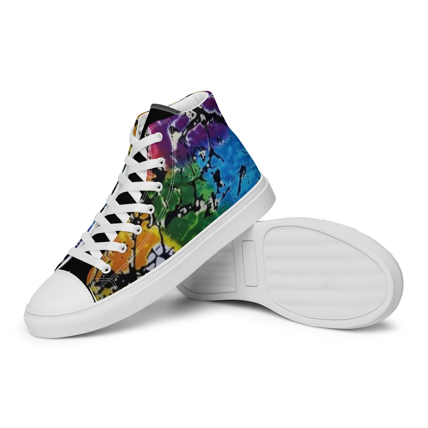 Multicolour Adire Ankara Women’s high top canvas shoes