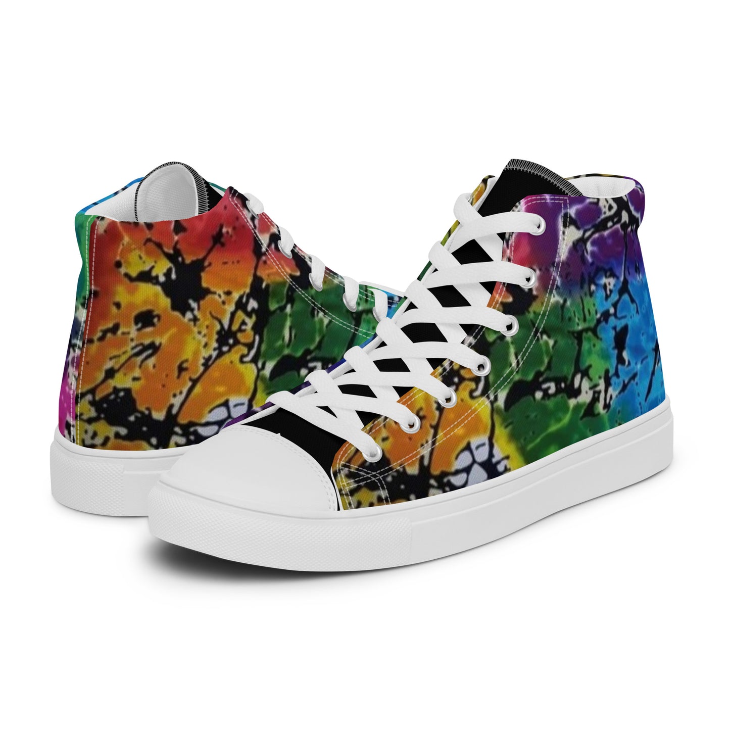 Multicolour Adire Ankara Women’s high top canvas shoes