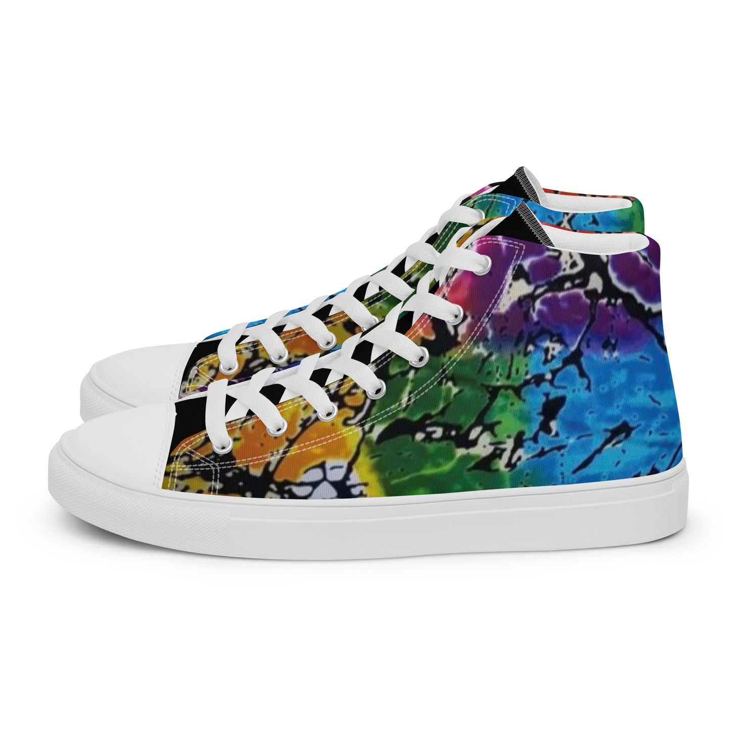 Multicolour Adire Ankara Women’s high top canvas shoes