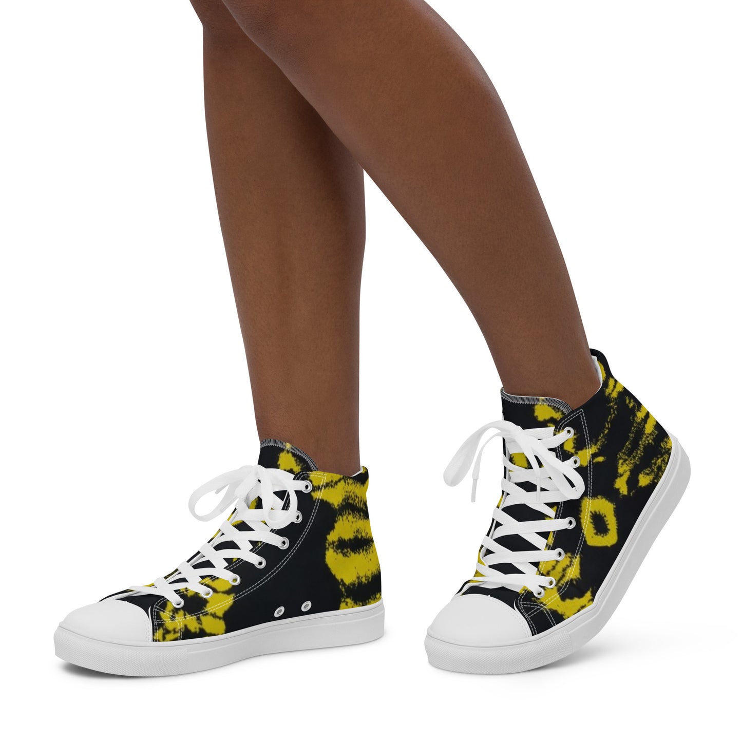 Yellow Adire Ankara Women’s high top canvas shoes