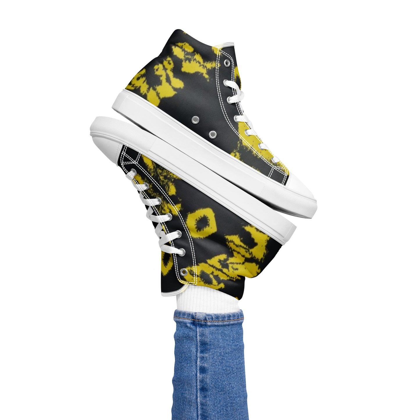 Yellow Adire Ankara Women’s high top canvas shoes