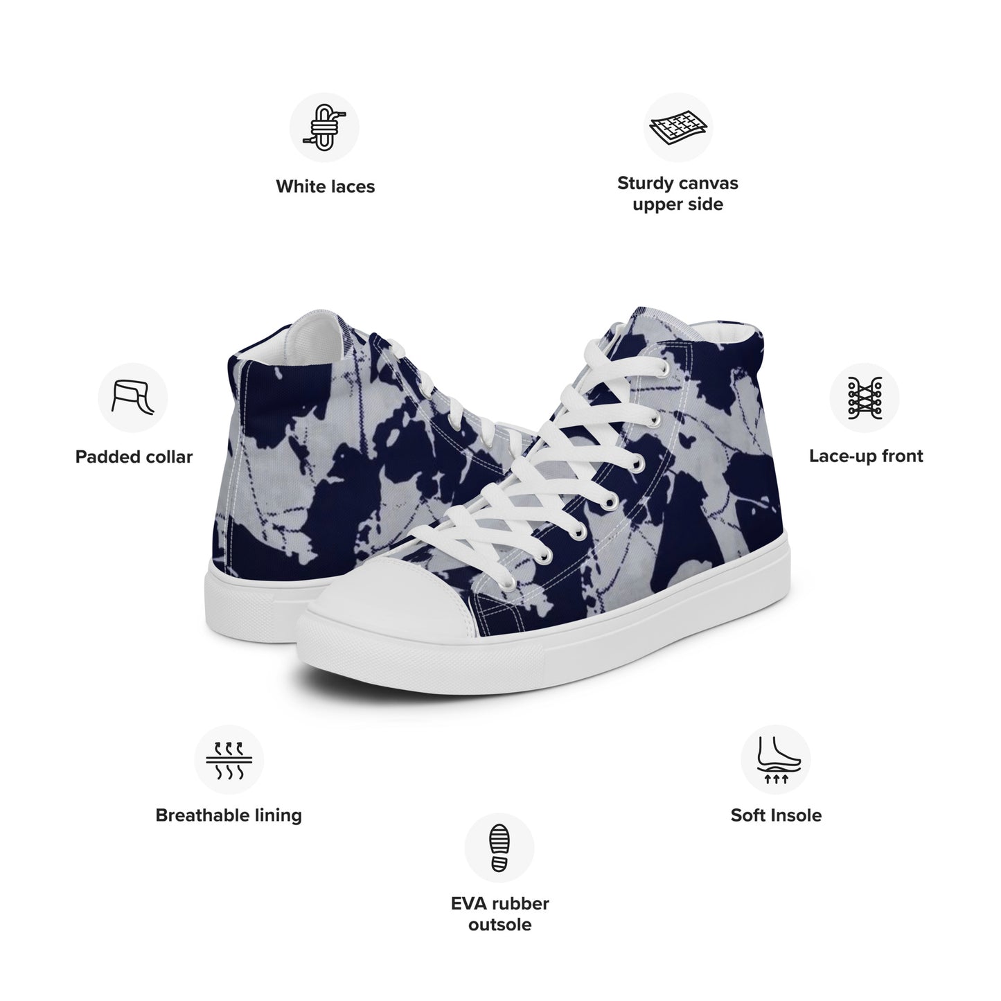 Indigo Adire Women’s high top canvas shoes