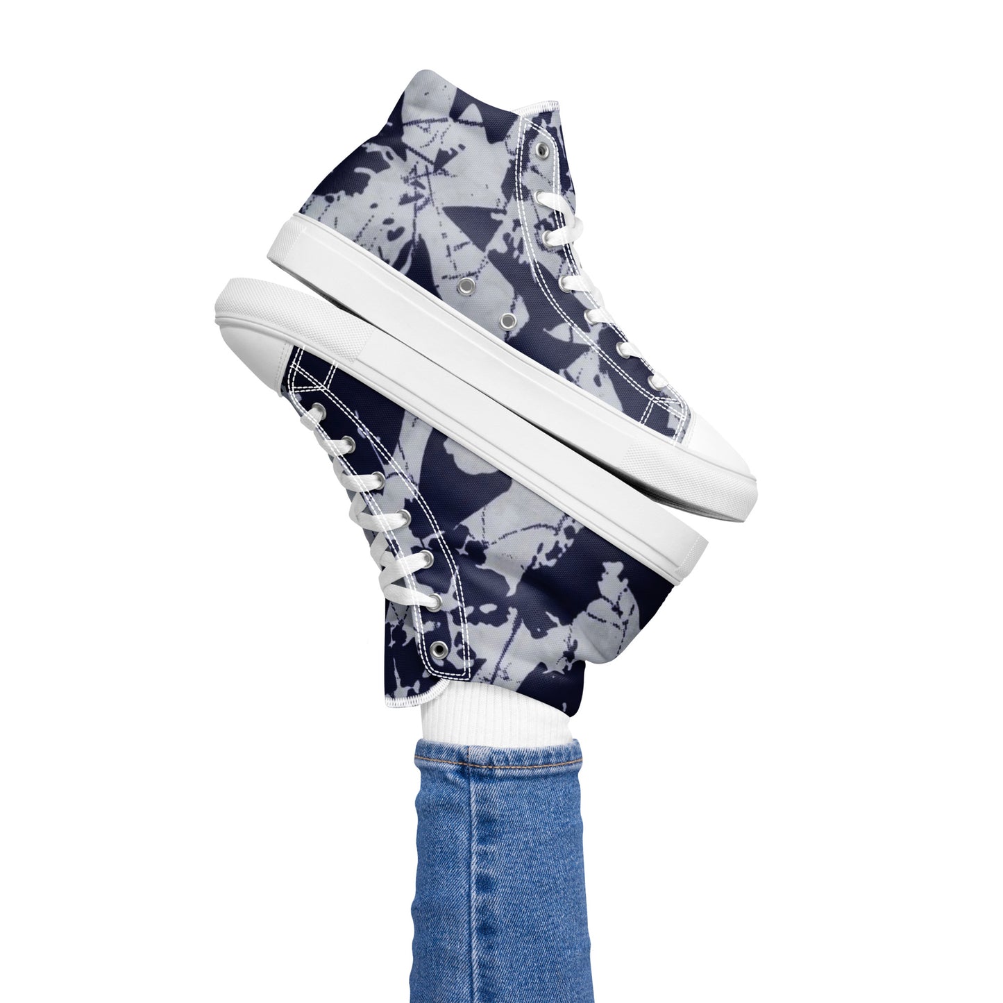 Indigo Adire Women’s high top canvas shoes