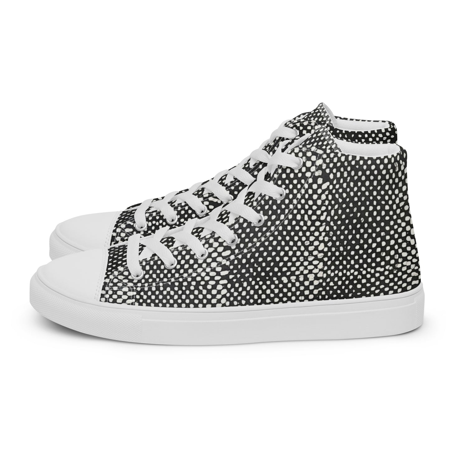 Black White Polka Dots Adire Women’s high top canvas shoes