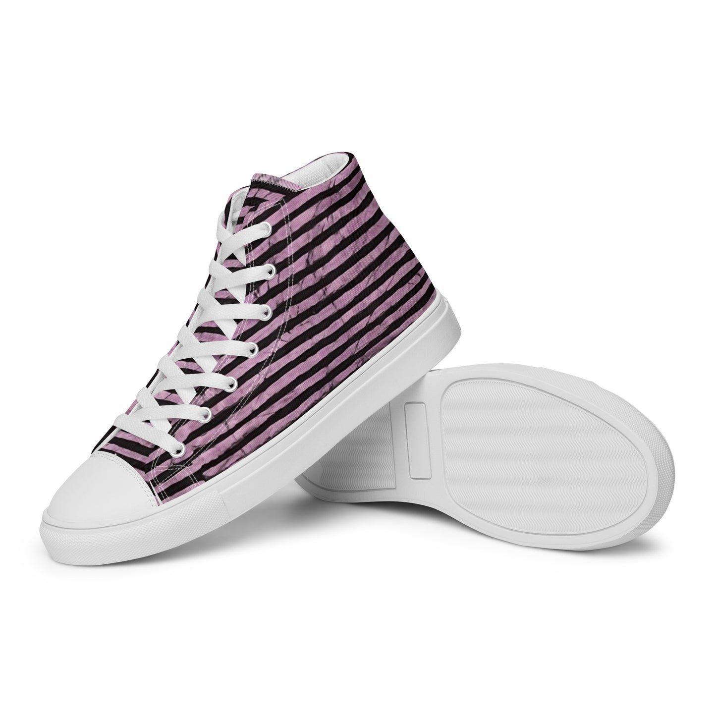 Pink Stripe Adire Women’s high top canvas shoes