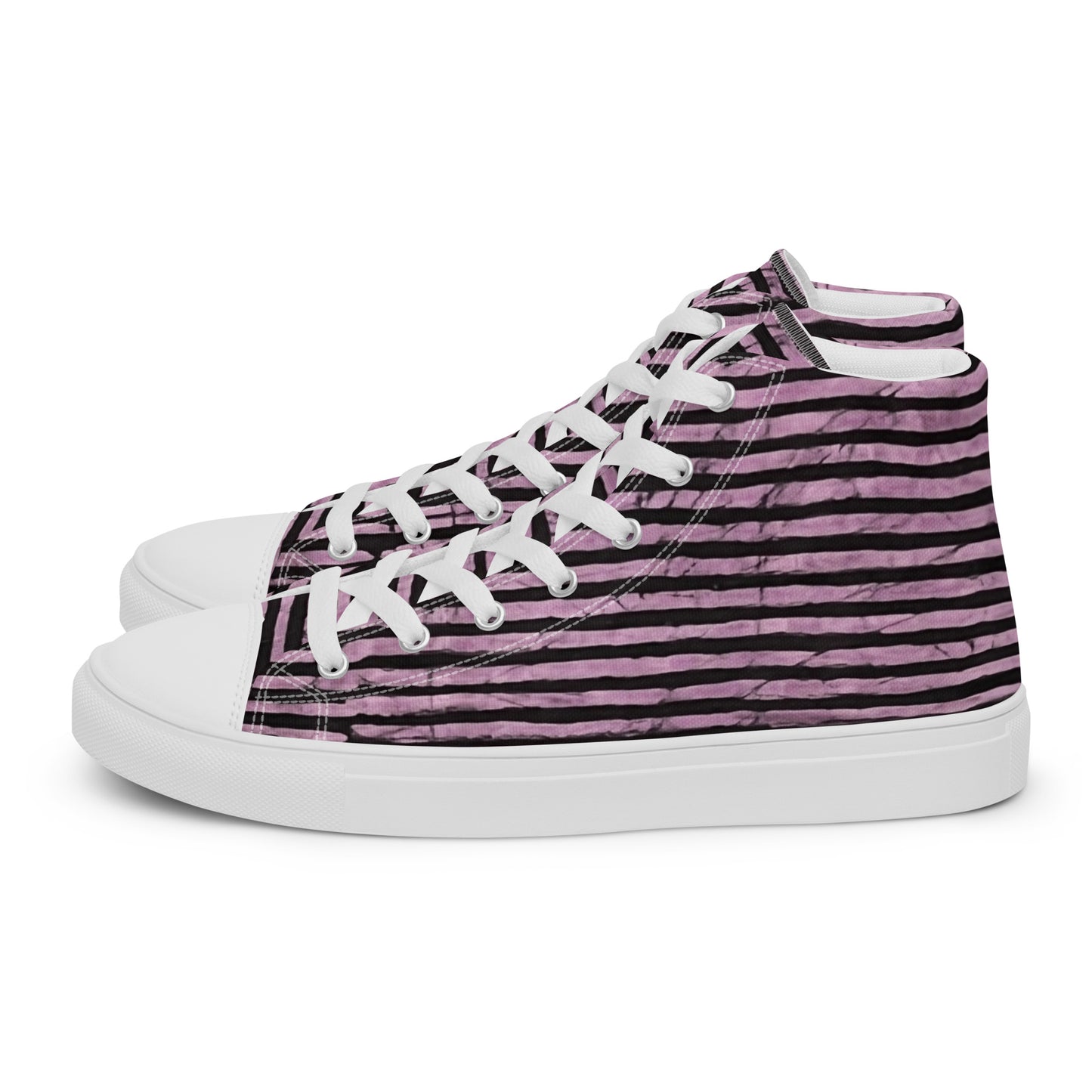 Pink Stripe Adire Women’s high top canvas shoes