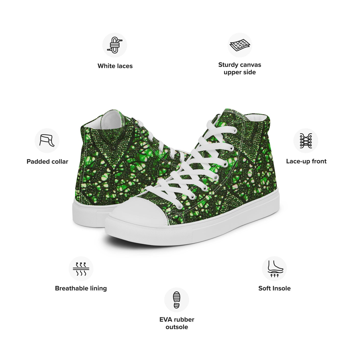 Green Peas Ankara Women’s high top canvas shoes