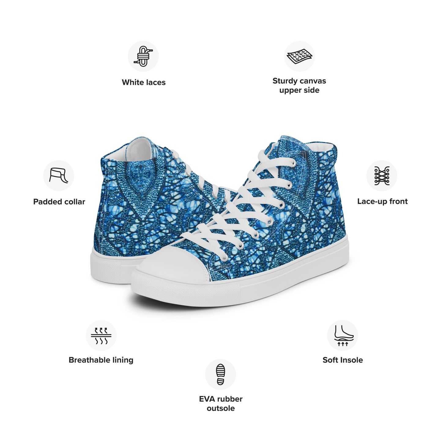 Blue Peas Ankara Women’s high top canvas shoes