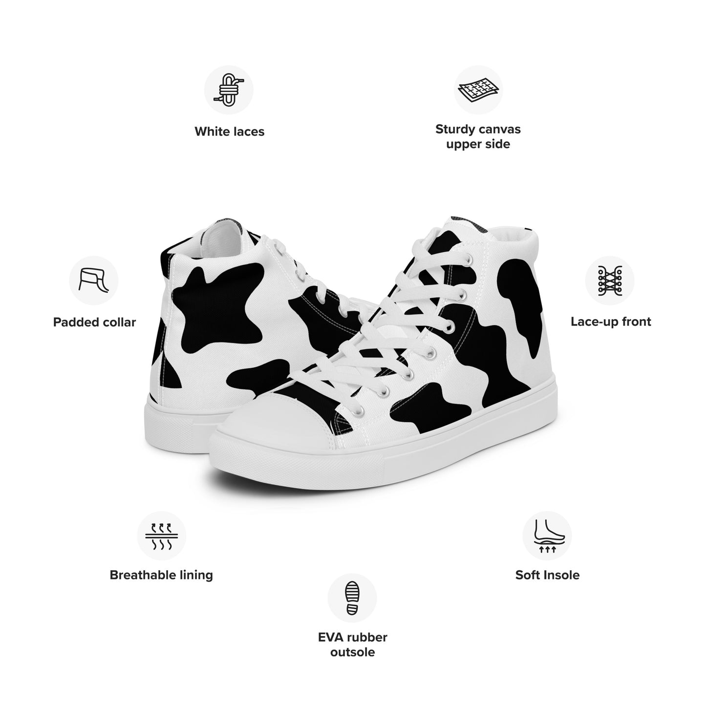 Cow Print Women’s high top canvas shoes