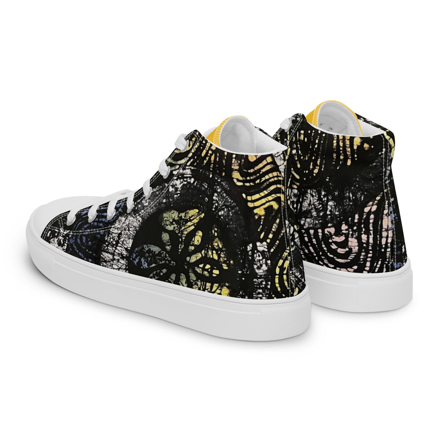 Circles And Swirls Indigo Adire Women’s High Top Canvas Shoes