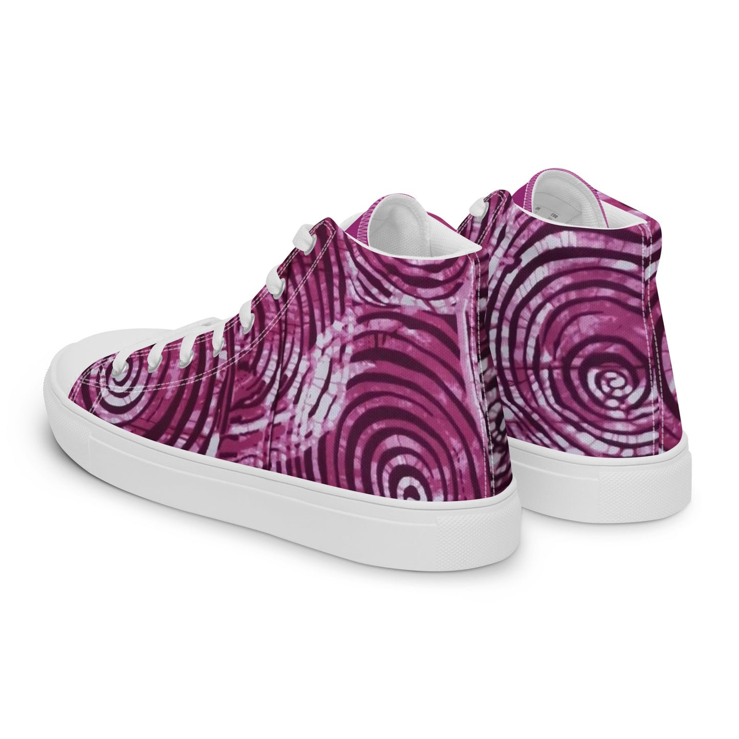 Pink Swirl Adire Women’s high top canvas shoes