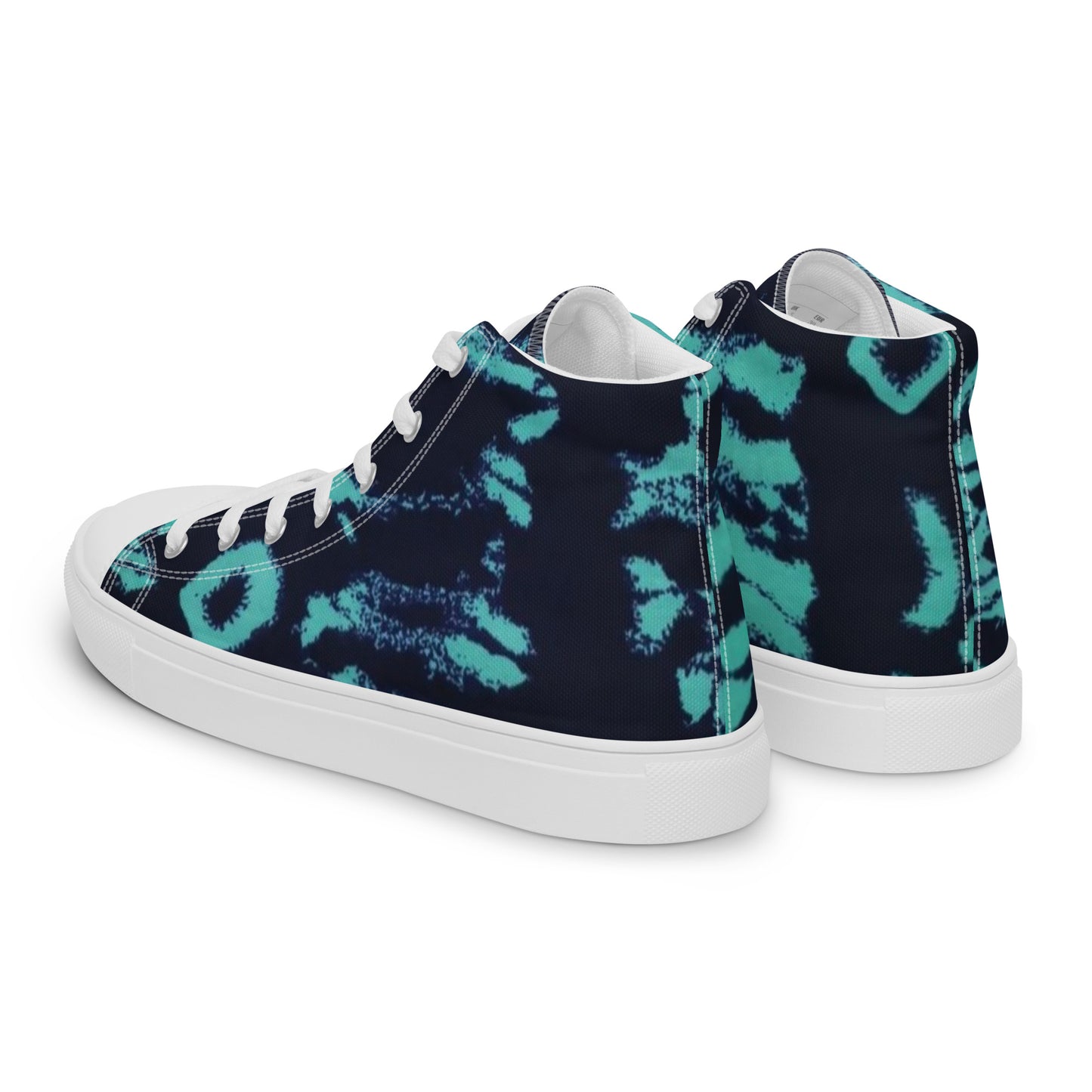 Turquoise Adire Ankara Women’s high top canvas shoes