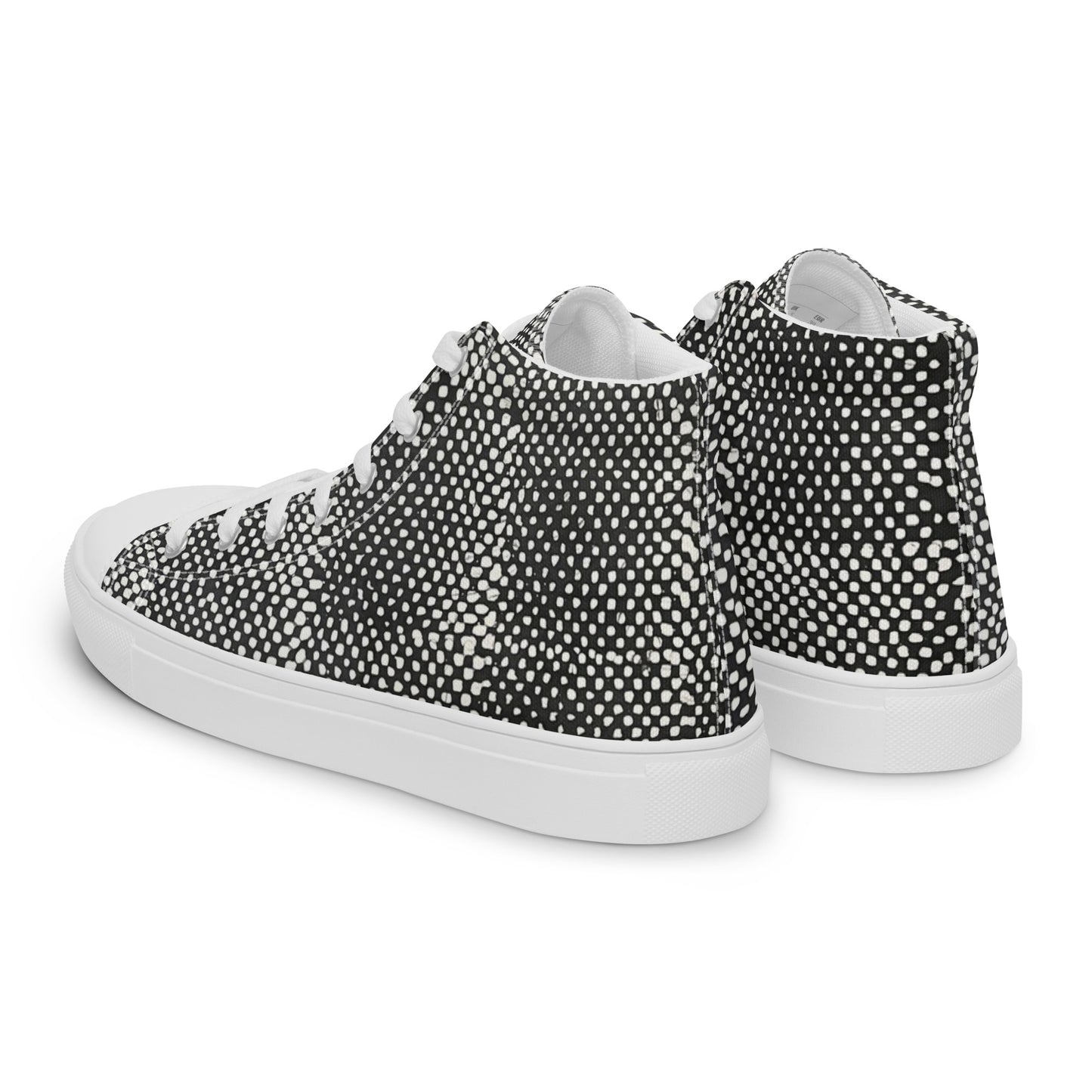 Black White Polka Dots Adire Women’s high top canvas shoes