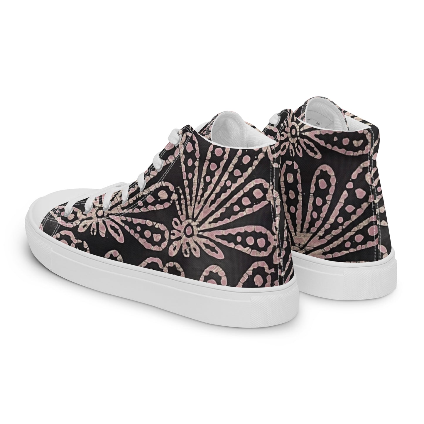 Brown Floral Adire Women’s high top canvas shoes