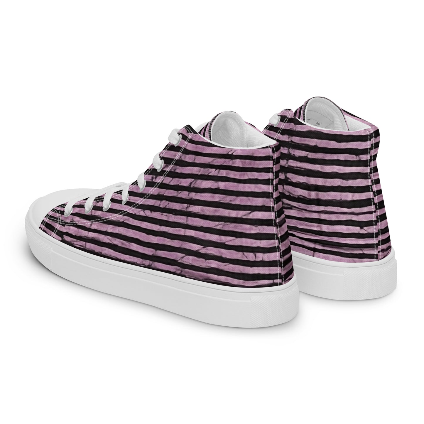 Pink Stripe Adire Women’s high top canvas shoes