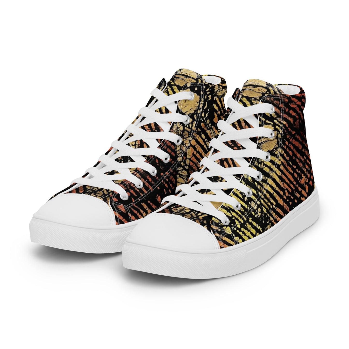 Yellow Orange Aztec Ankara Women’s high top canvas shoes