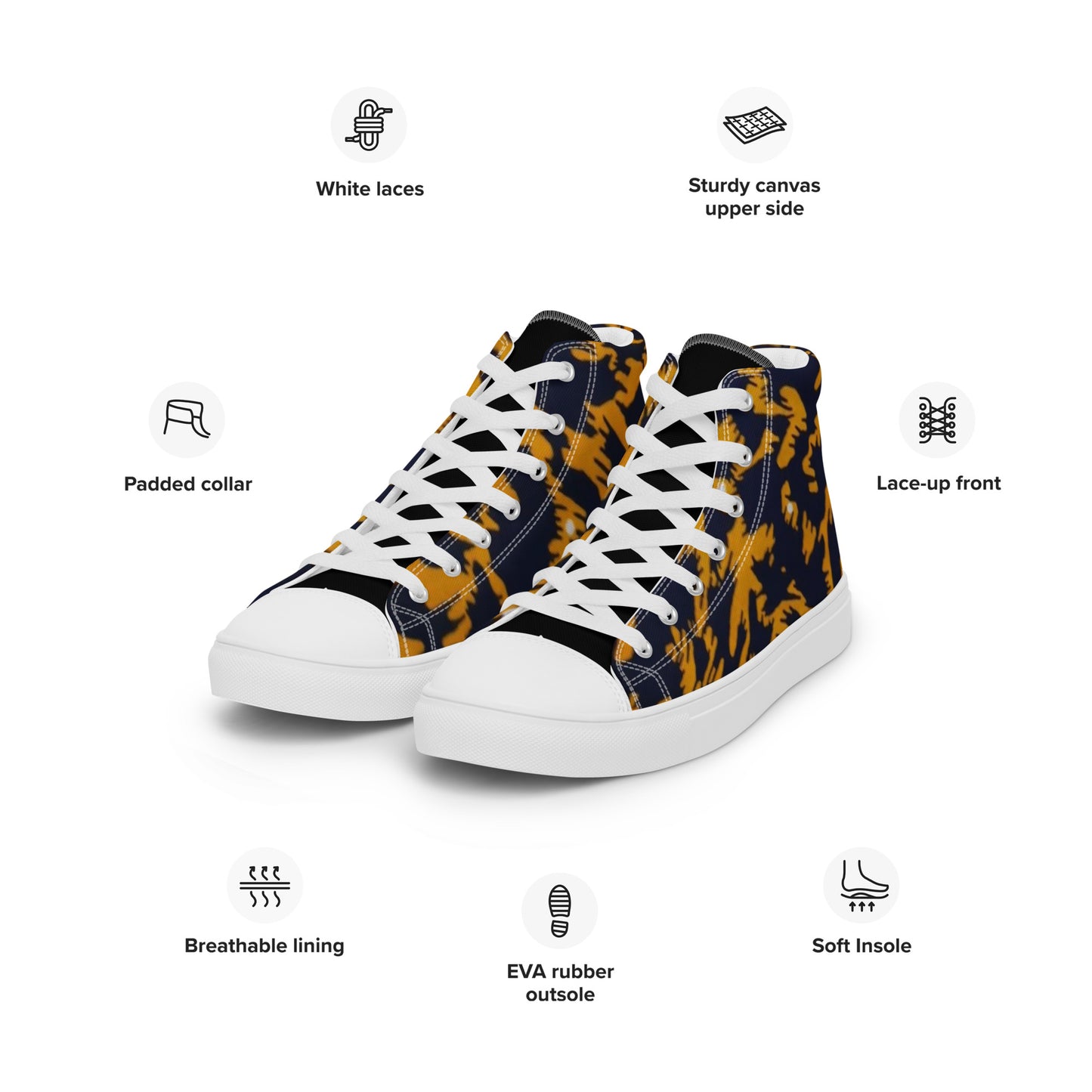 Yellow Leopard Ankara Women’s high top canvas shoes