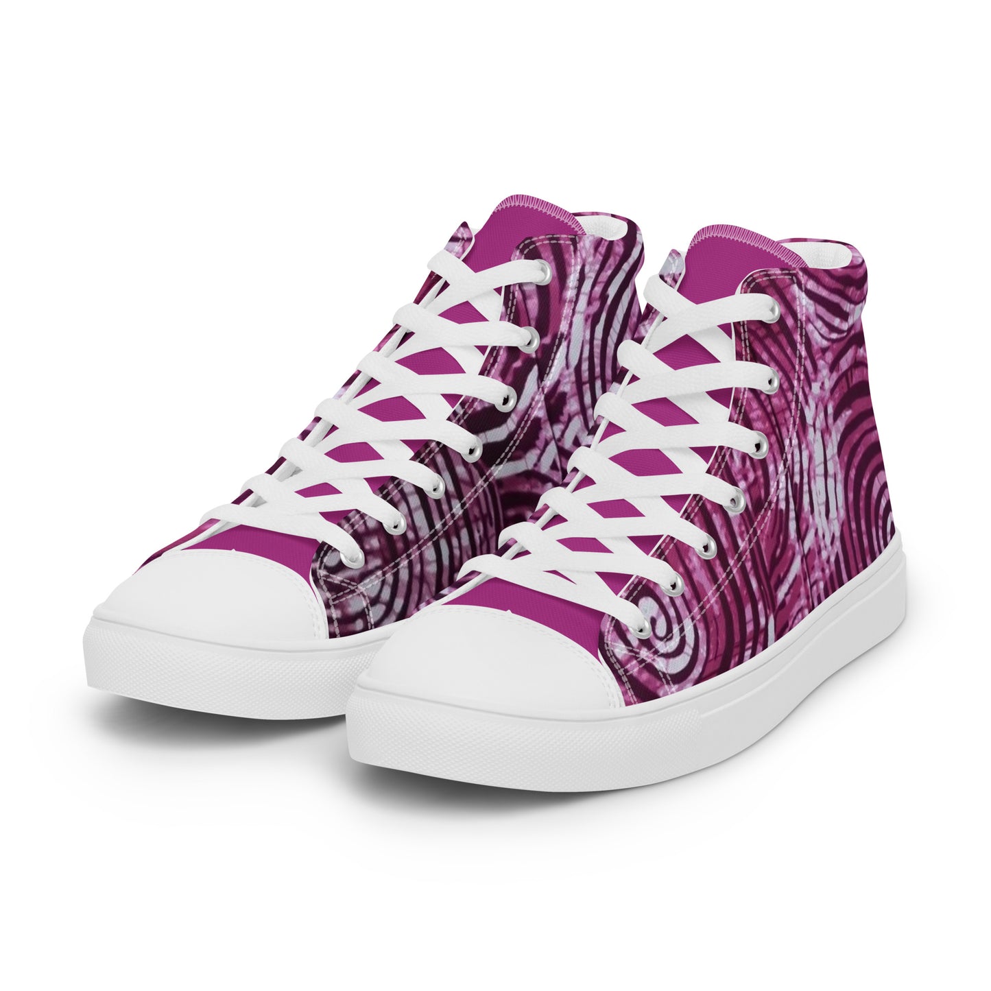 Pink Swirl Adire Women’s high top canvas shoes