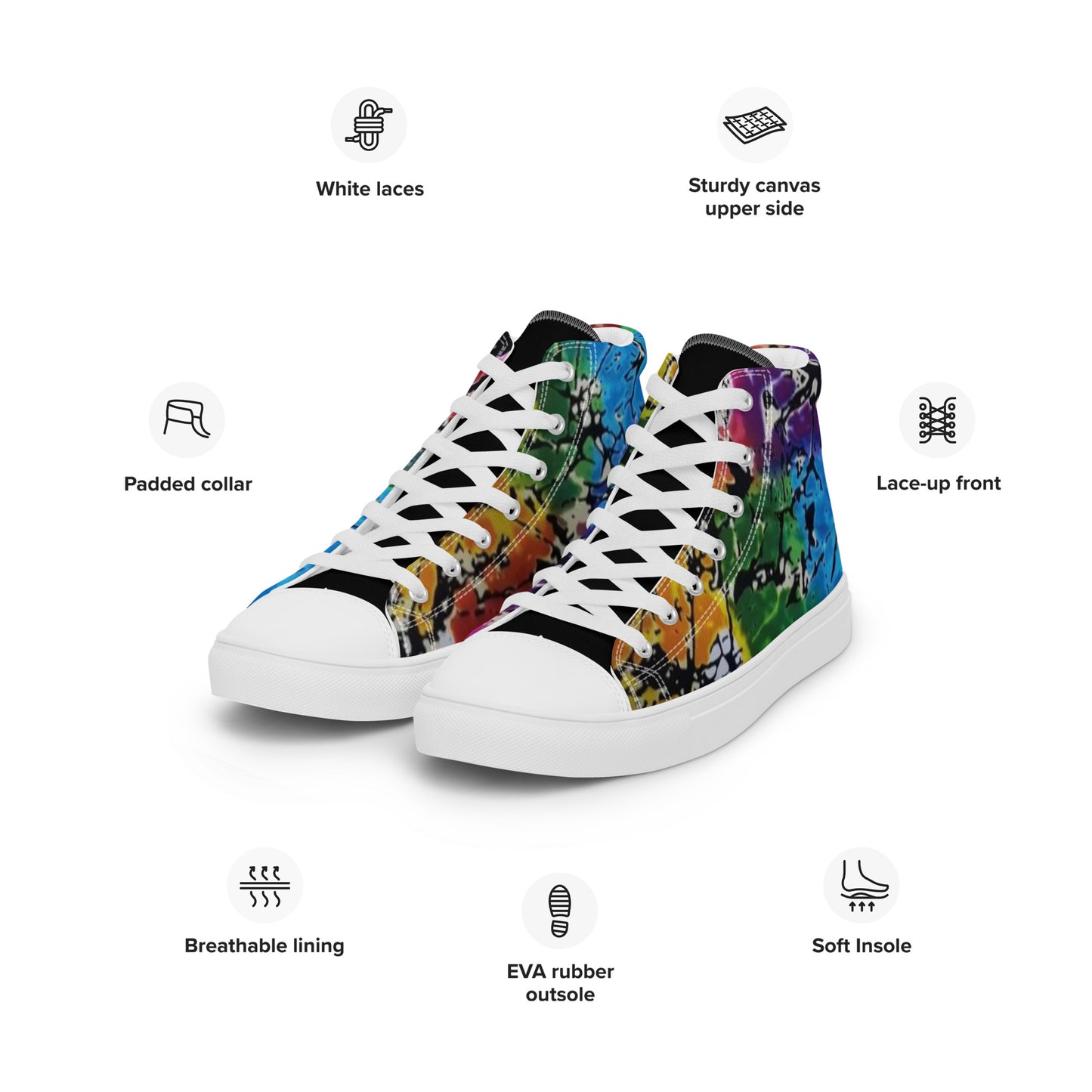 Multicolour Adire Ankara Women’s high top canvas shoes