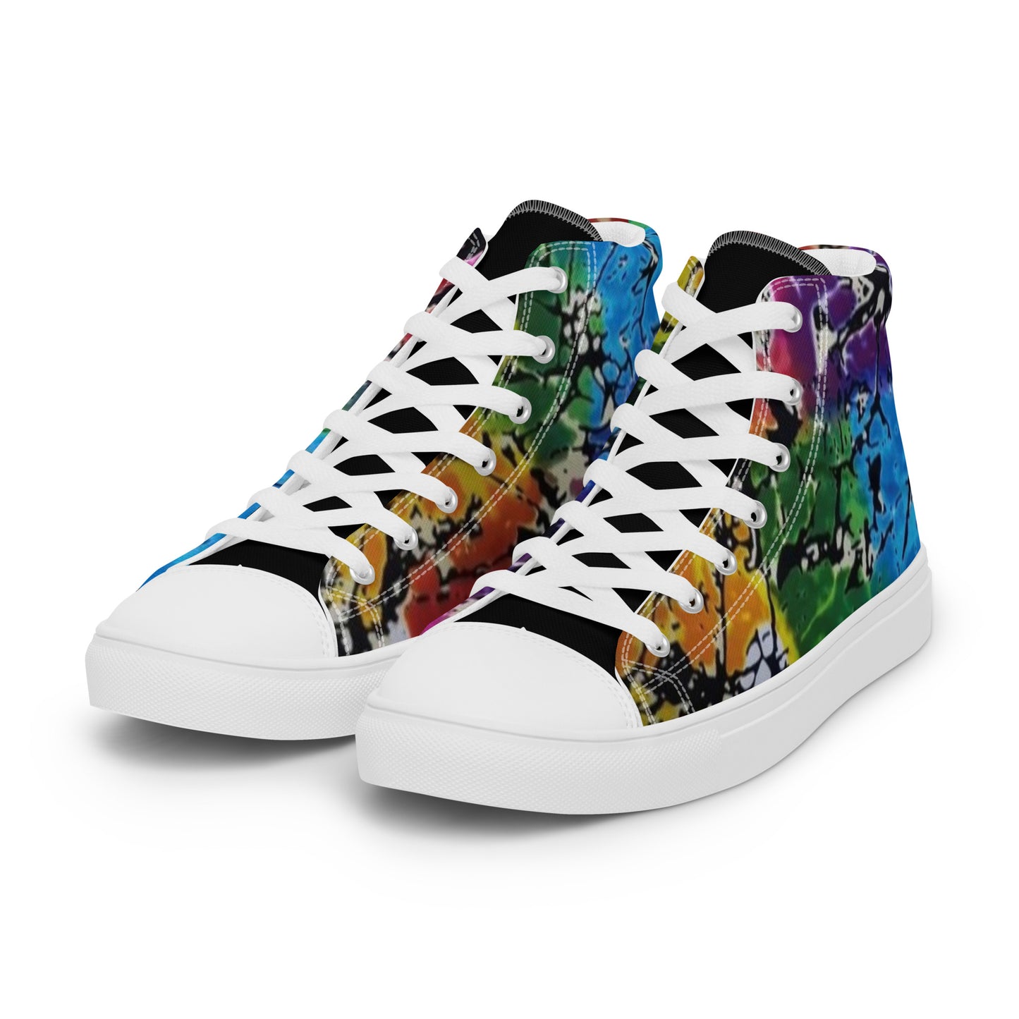 Multicolour Adire Ankara Women’s high top canvas shoes