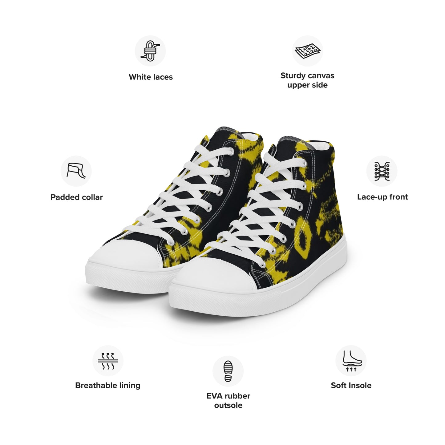 Yellow Adire Ankara Women’s high top canvas shoes