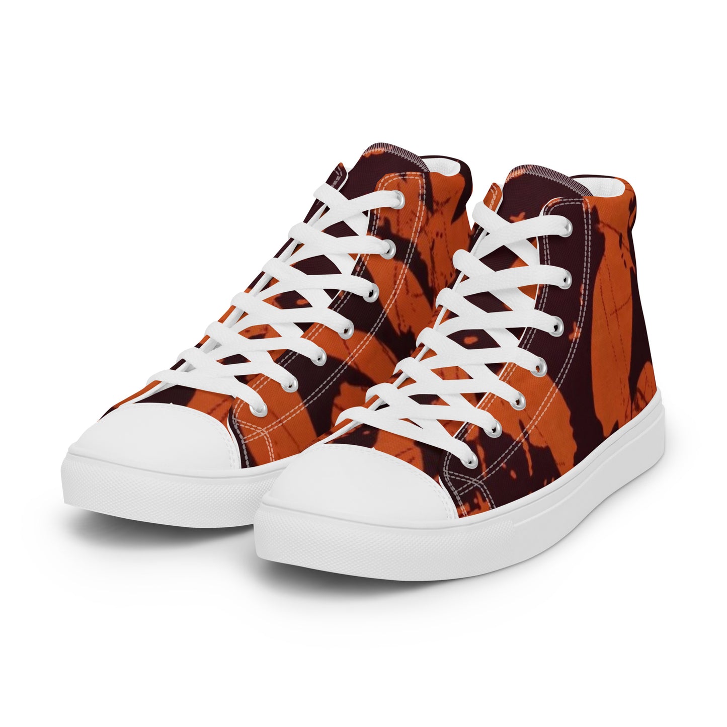 Orange Adire Women’s high top canvas shoes