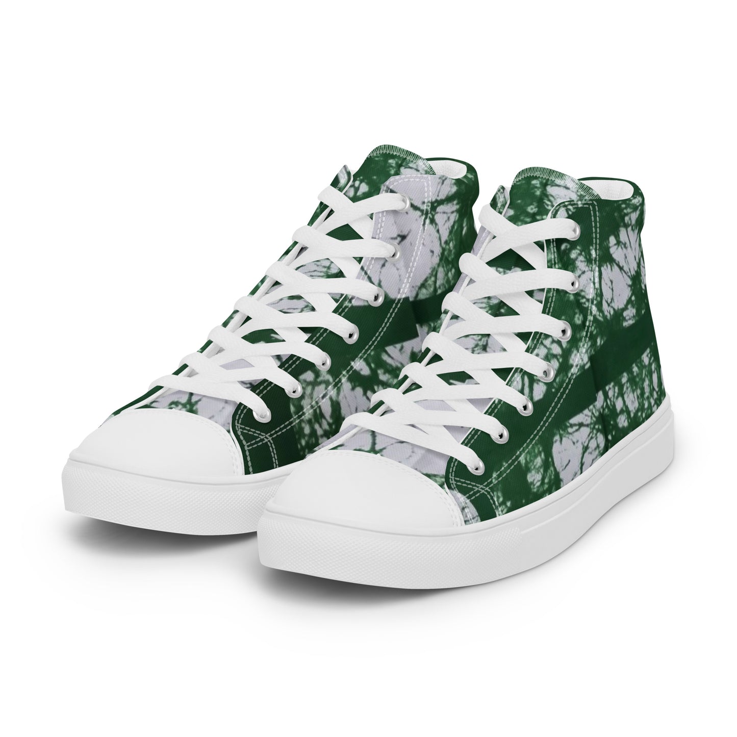 Green Adire Ankara Women’s high top canvas shoes