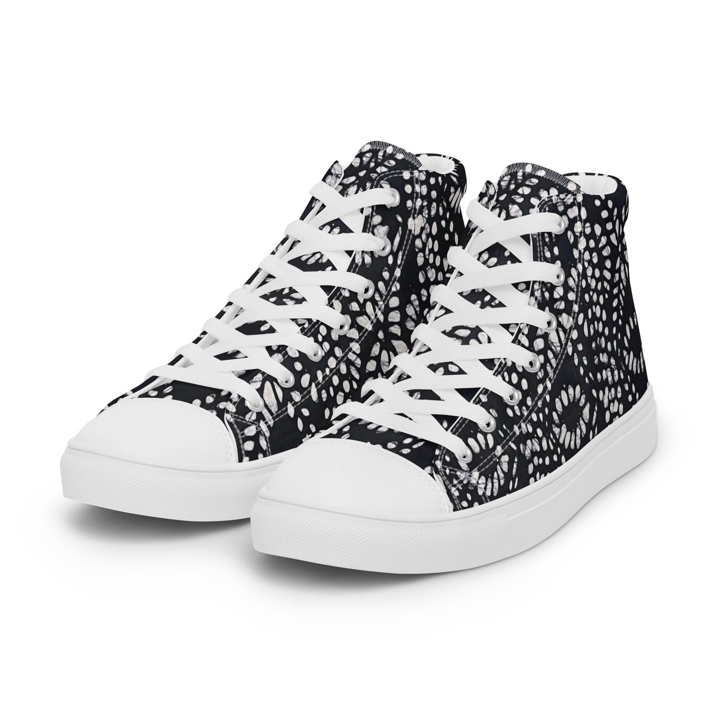 Black & White Abstract Aztec Adire Women’s high top canvas shoes