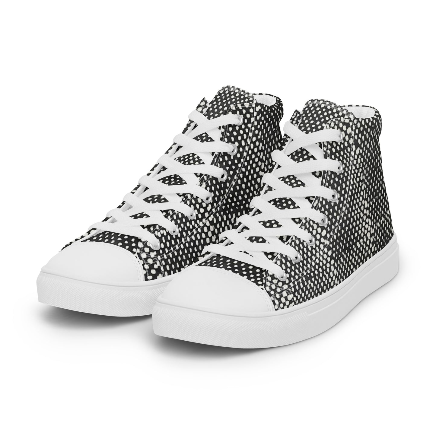 Black White Polka Dots Adire Women’s high top canvas shoes