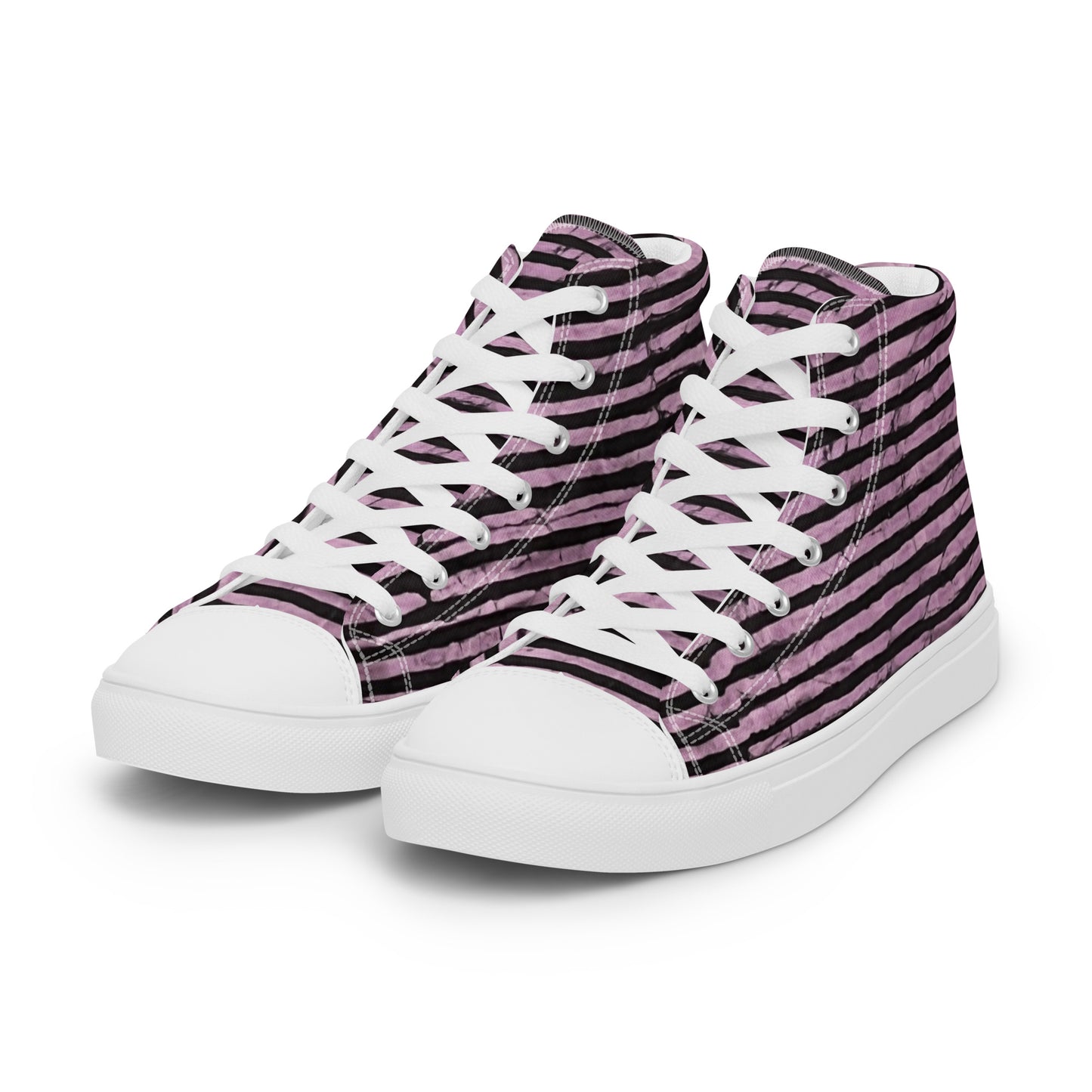 Pink Stripe Adire Women’s high top canvas shoes