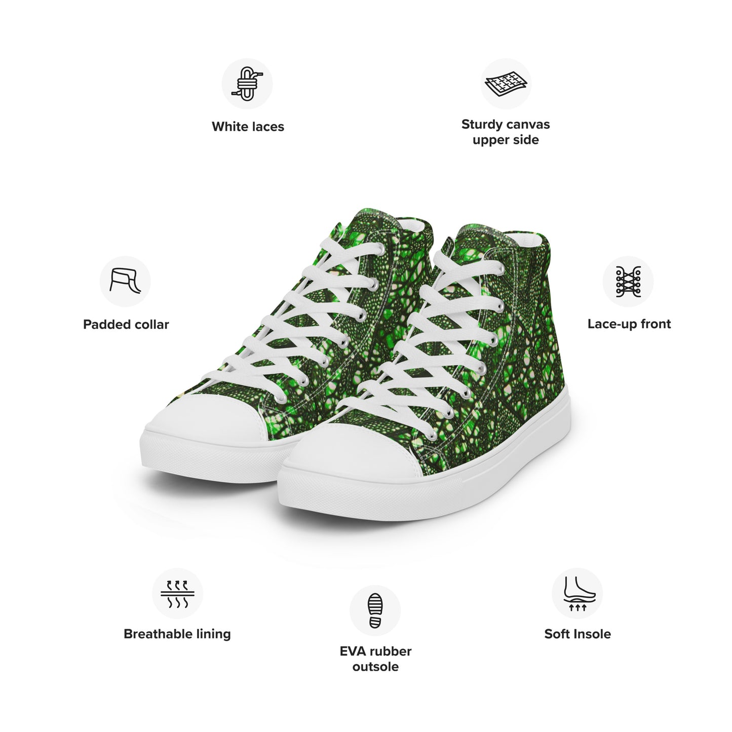 Green Peas Ankara Women’s high top canvas shoes