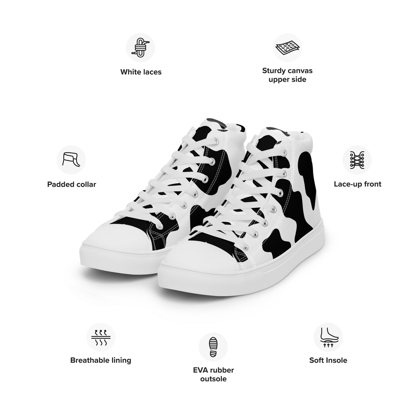 Cow Print Women’s high top canvas shoes