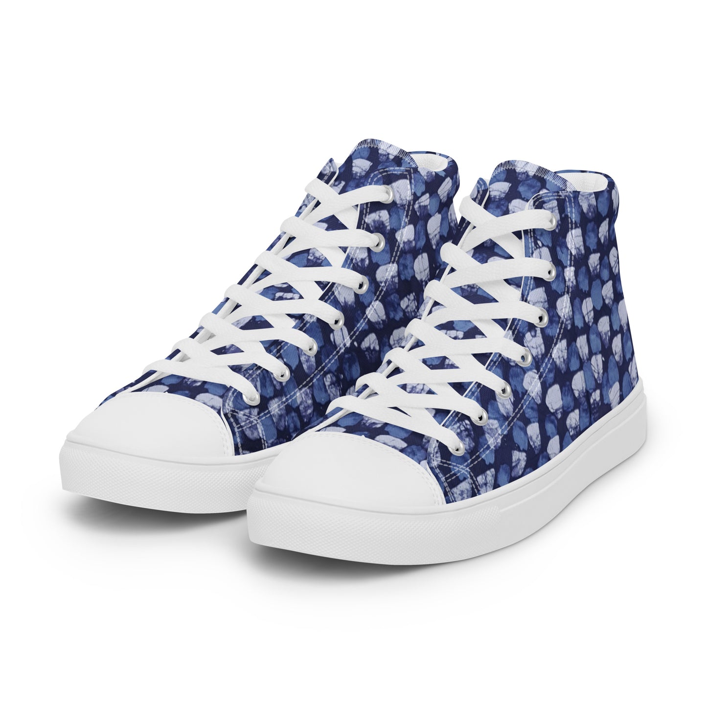 Blue Dotted Women’s high top canvas shoes