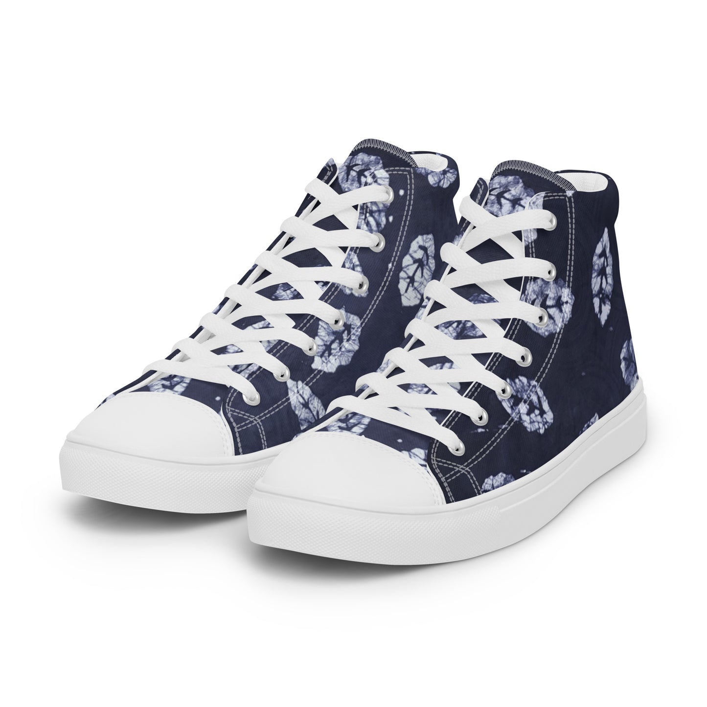 Indigo Leaf Women’s high top canvas shoes