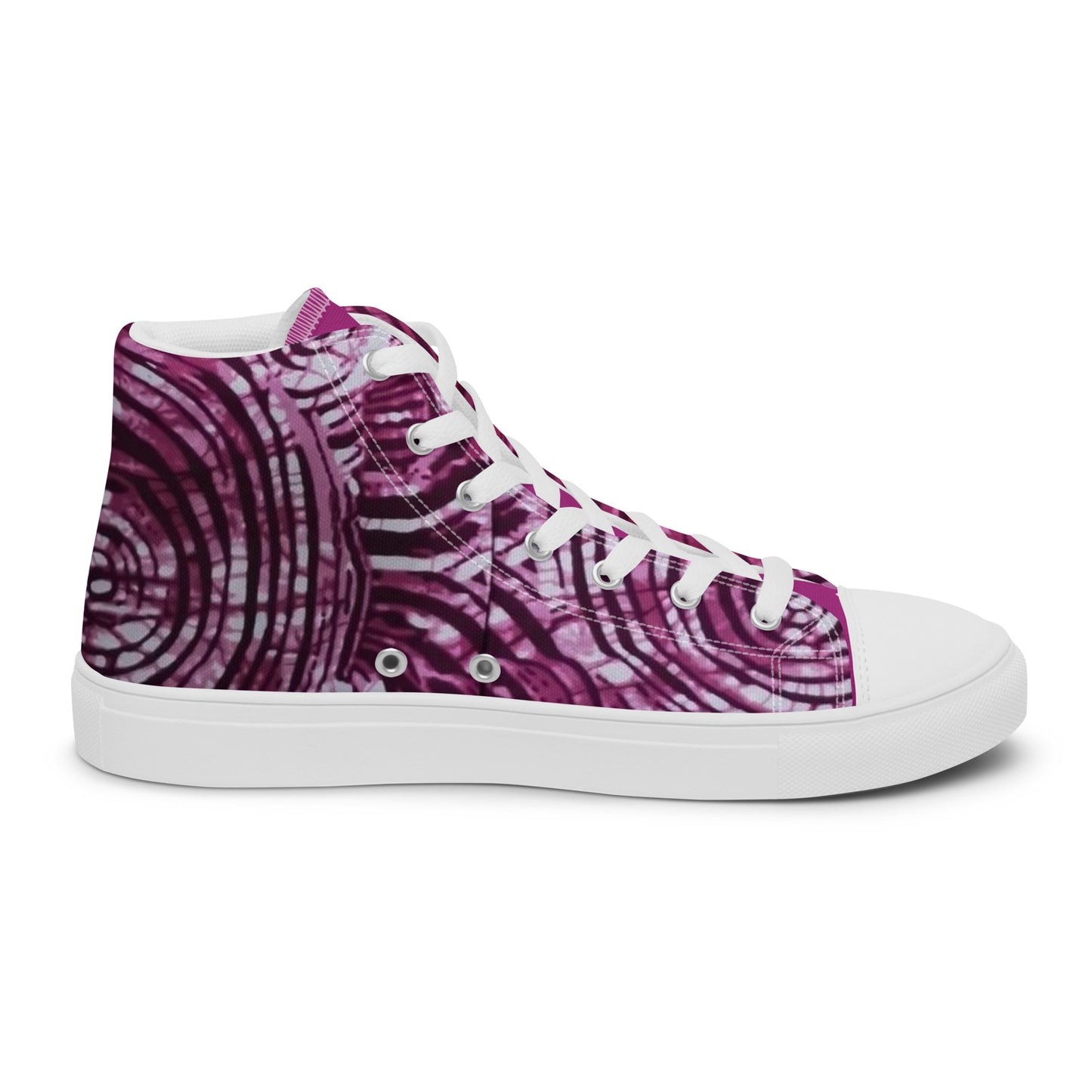 Pink Swirl Adire Women’s high top canvas shoes