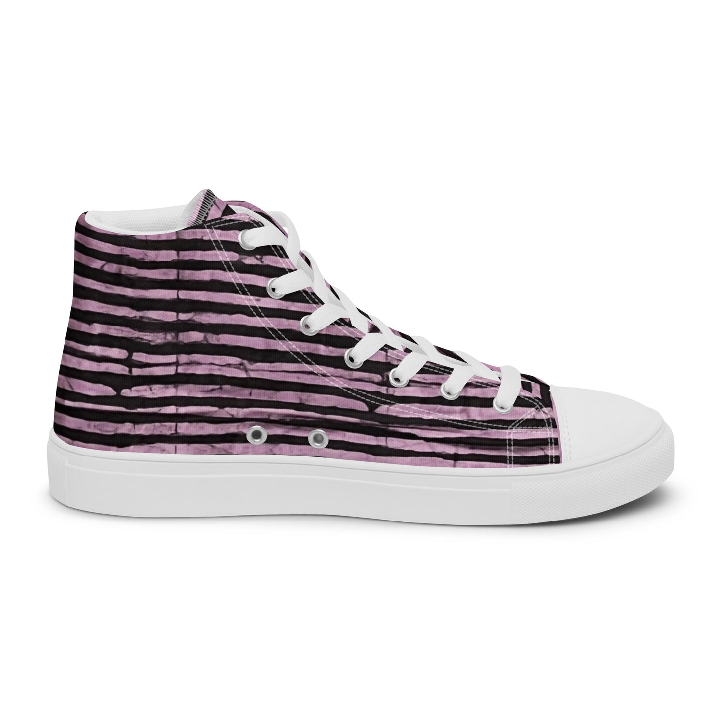 Pink Stripe Adire Women’s high top canvas shoes