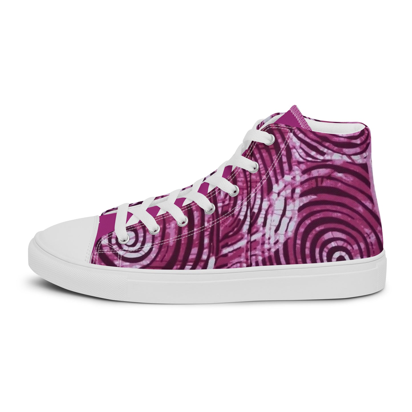 Pink Swirl Adire Women’s high top canvas shoes