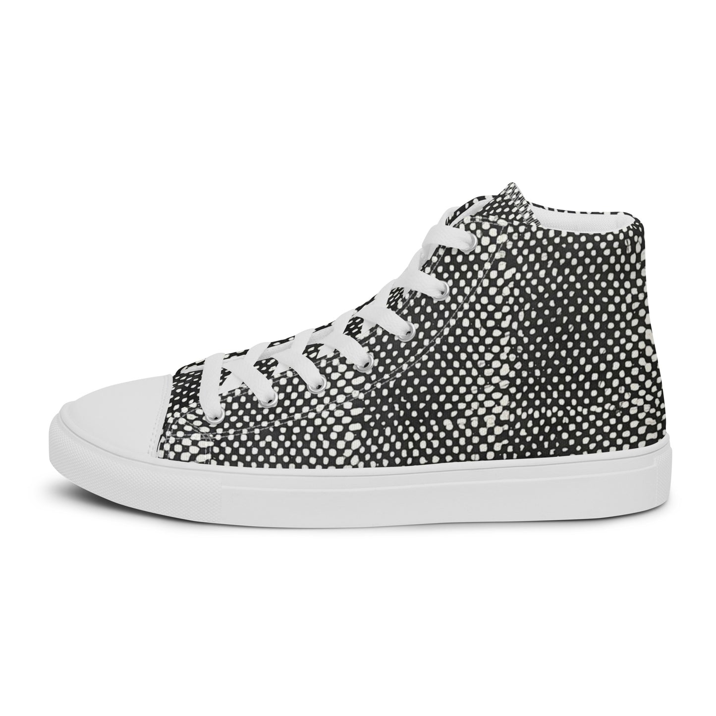 Black White Polka Dots Adire Women’s high top canvas shoes