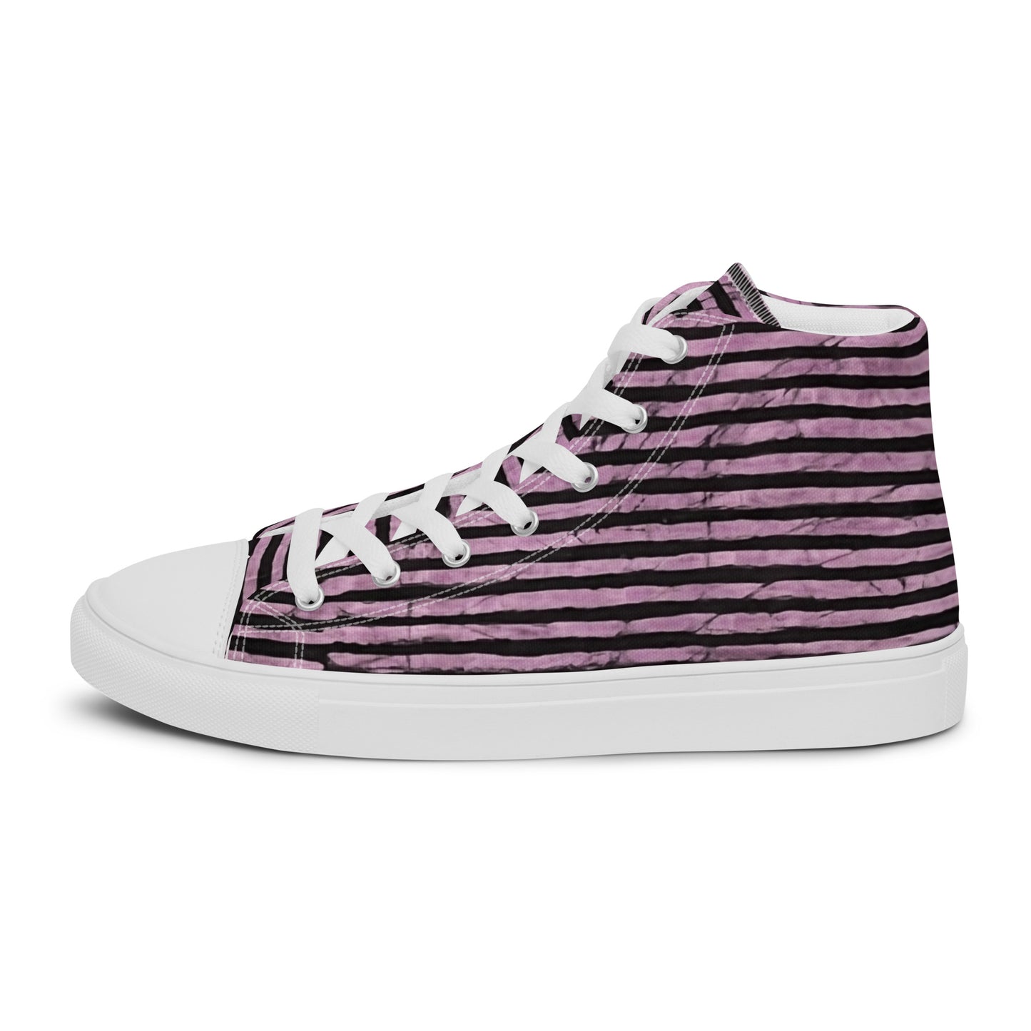 Pink Stripe Adire Women’s high top canvas shoes